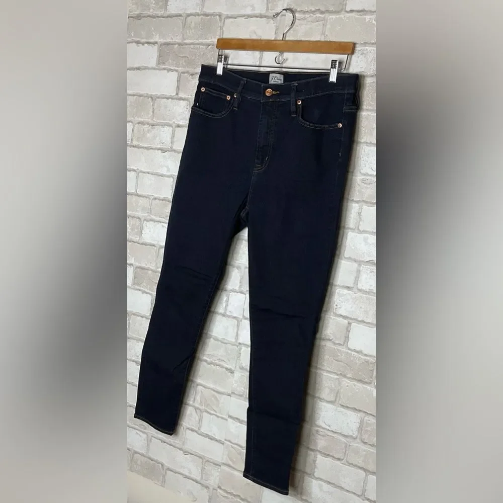 J. Crew 10” High Rise Toothpick Skinny Jeans Dark Ink Wash Size 31